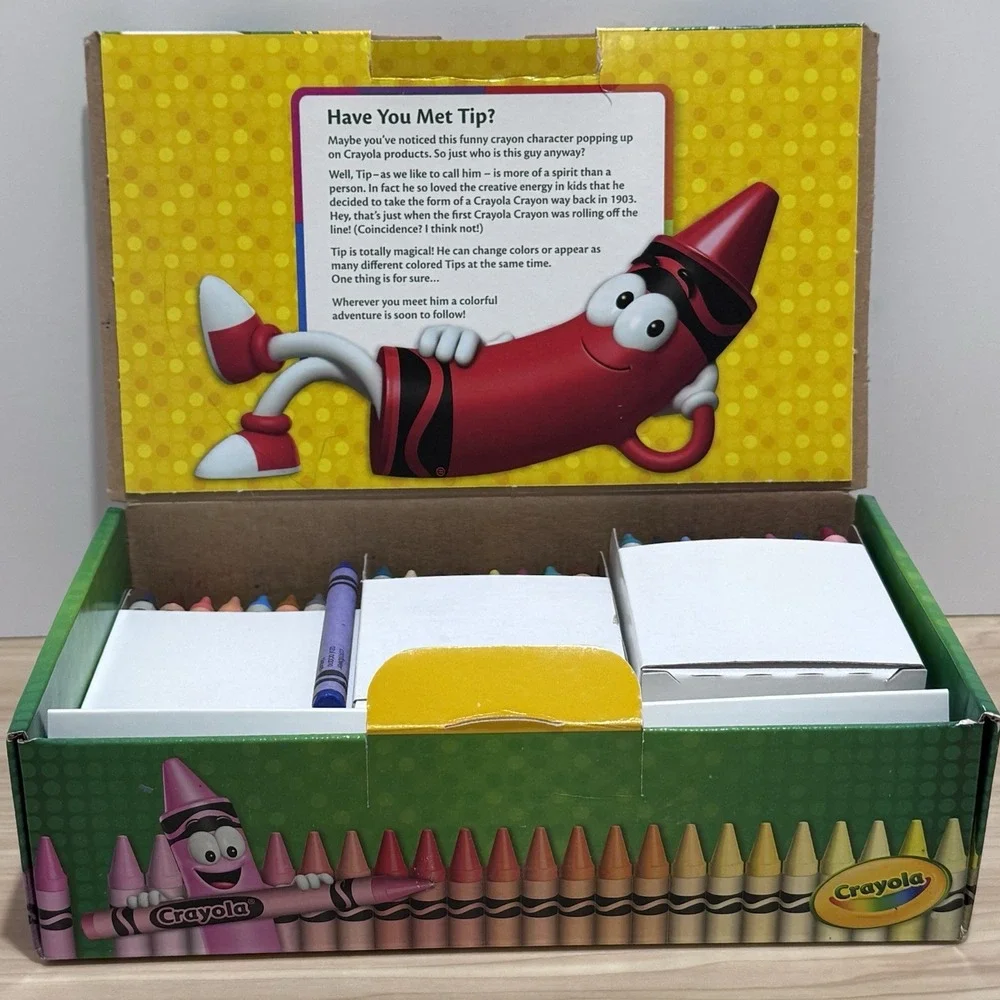 Crayola 120 Box Of Crayons 120 Colors Bonus Character Tip Sharpener Inc 1 Used